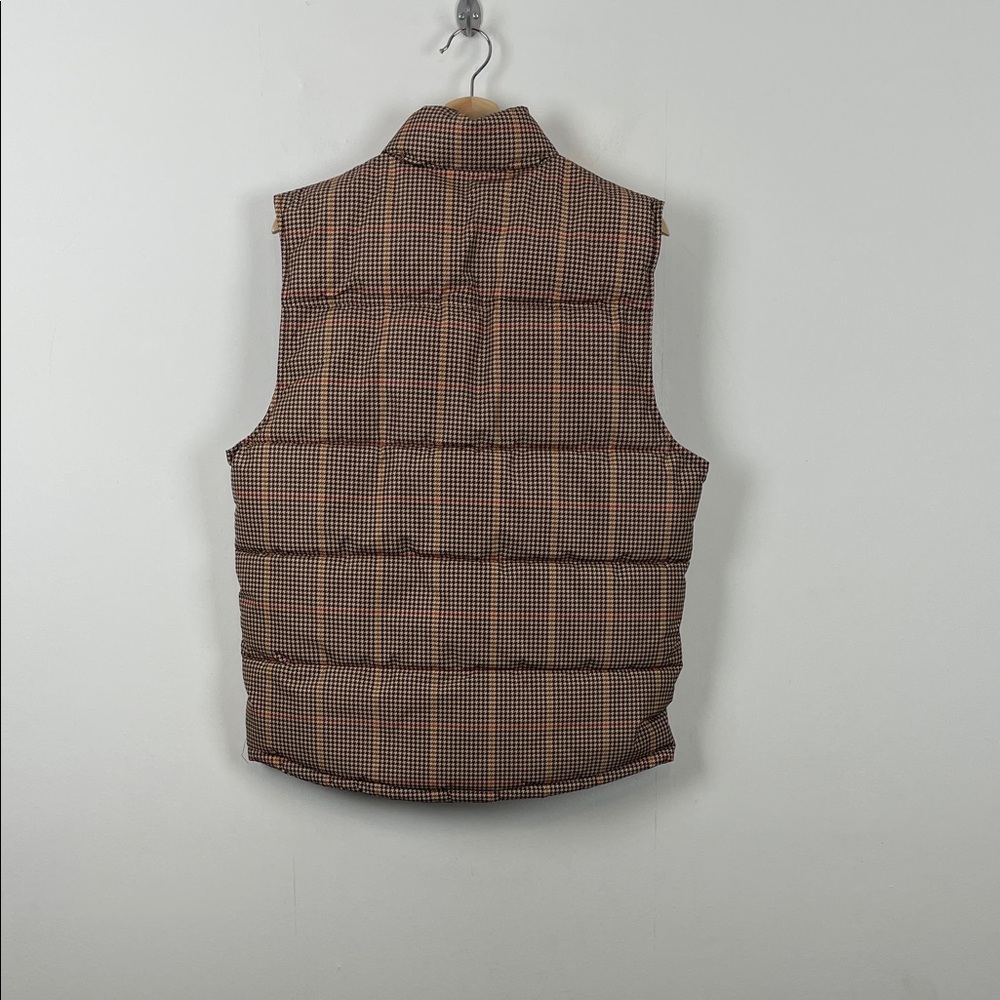 GoodFellow & Co 4 Pocket Zip Snap Men's M Brown Cream Checkered Plaid Vest - Picture 5 of 9